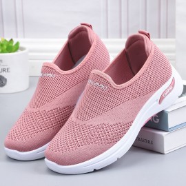 Women Solid Color Mesh Breathable Soft Antiskid Running Shoes