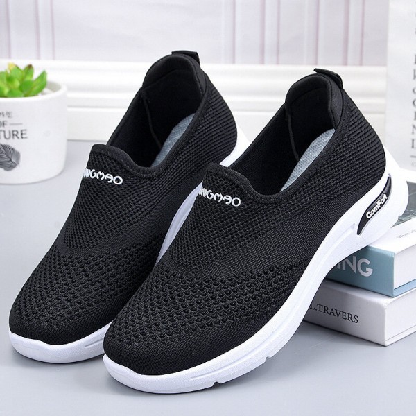 Women Solid Color Mesh Breathable Soft Antiskid Running Shoes 