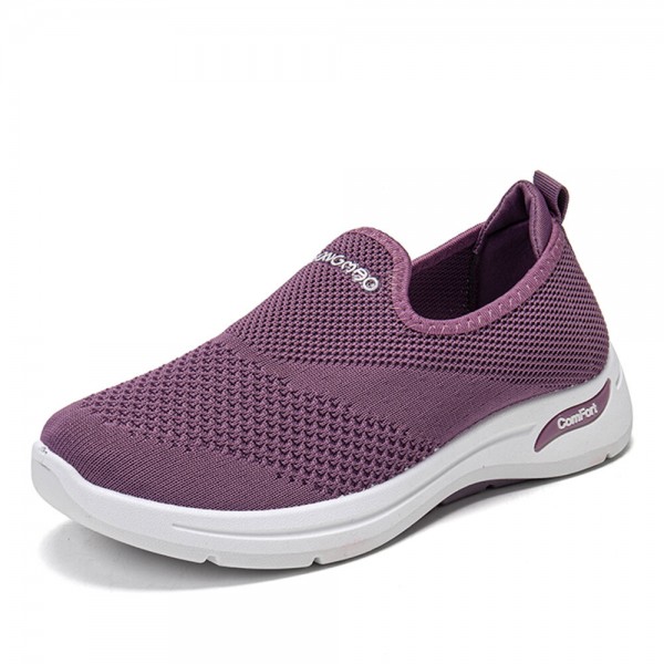 Women Solid Color Mesh Breathable Soft Antiskid Running Shoes 