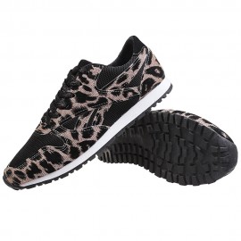 Women Splicing Mesh Comfy Breathable Casual Leopard Sneakers