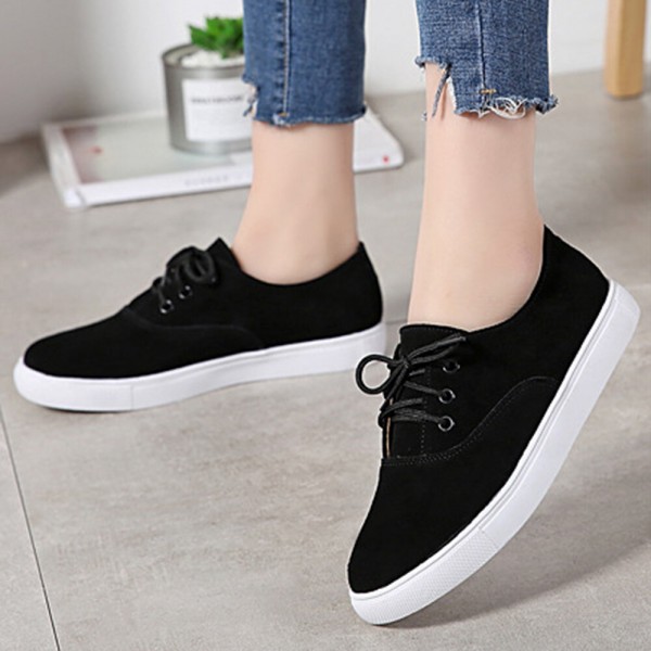 Women Solid Color Suede Comfy Wearable Casual Flat Shoes 