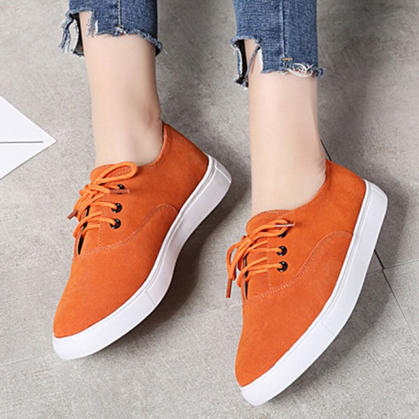 Women Solid Color Suede Comfy Wearable Casual Flat Shoes 