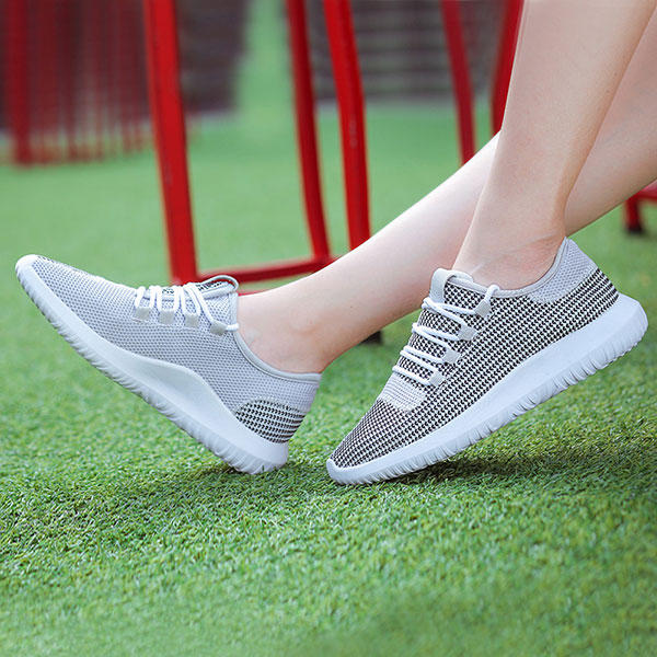 Lace Up Mesh Causal Outdoor Sport Running Breathable Flat Shoes 