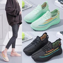 Women Breathable Mesh Rainbow Pattern Running Shoes Casual Sneakers