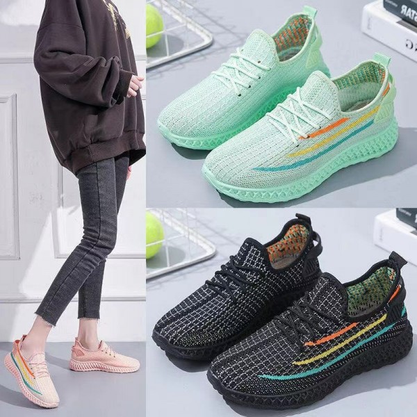 Women Breathable Mesh Rainbow Pattern Running Shoes Casual Sneakers 