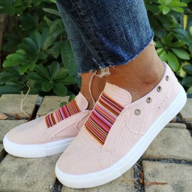 Plus Size Women Casual Slip On Flat Denim Canvas Shoes