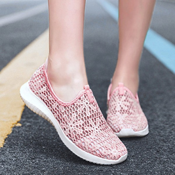 Women Casual Knitted Slip On Walking Flat Sneakers 