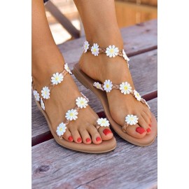 White Casual Tropical Floral Flip Flop Sandals