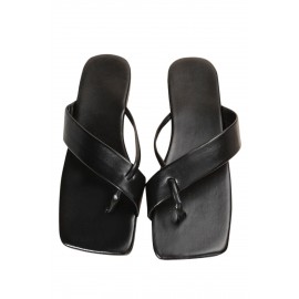 Black Criss Cross Square Toe Flip Flops