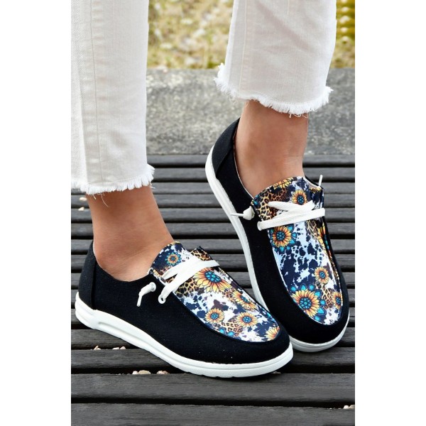 Multicolor Sunflower Slip On Flat Sneakers 