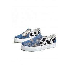 Sky Blue EMERY Cow Spot Colorblock Slip On Shoes