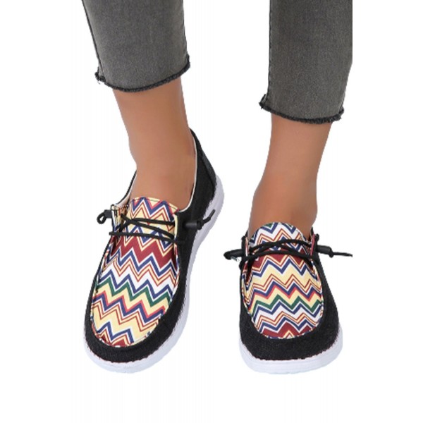 Multicolor Chevron Print Lace-up Front Casual Shoes 