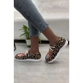 Leopard Floral Crisscross Flat Foot Loafers