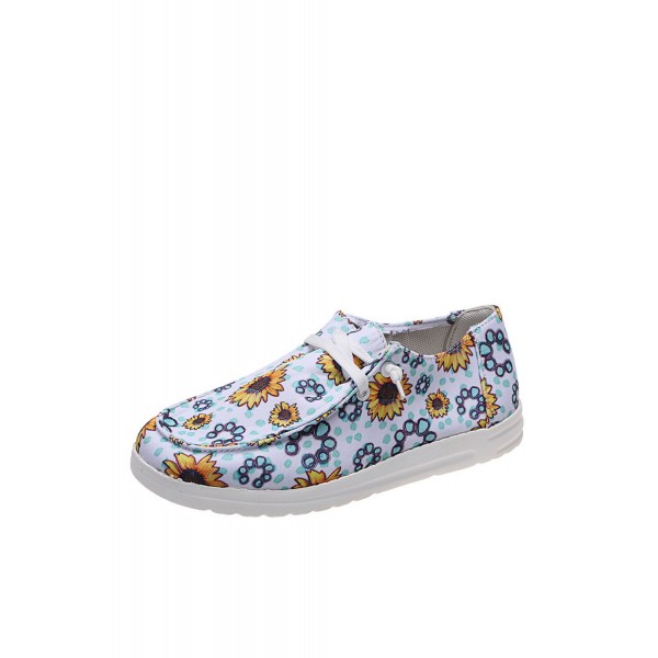 Casual Sunflower Print Canvas Shoes 